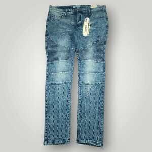 Blue Cult Jeans Mens 34 Skinny Low Rise Acid Wash Moto Punk Grunge Indie Sleaze